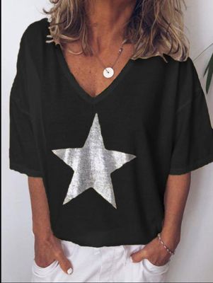 Spring and Summer New Women&#39;s T-shirt V-neck Short-sleeved Bottoming Shirt Women&#39;s Clothing