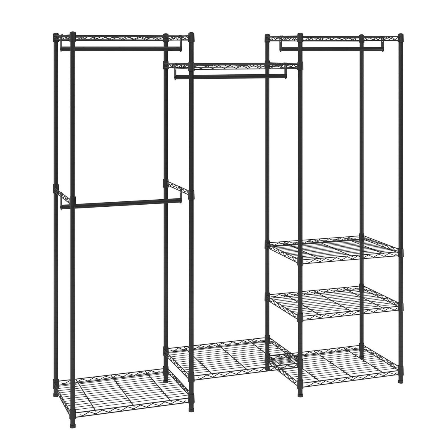 VEVOR Heavy Duty Clothes Rack, Rolling Clothing Garment Rack with 4 Hang Rods &amp; 8 Storage Tiers, Adjustable Custom Closet Rack, Freestanding Wardrobe for Hanging Clothes, 800 lbs Load Capacity