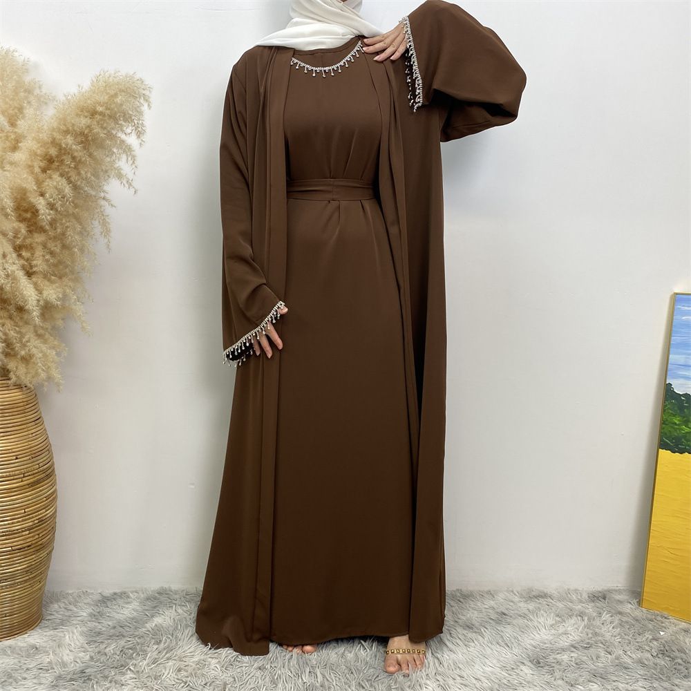 Color: Brown Suit 2 Chains, Size: L - Sleeveless Dress Cardigan Coat Women&#39;s Suit
