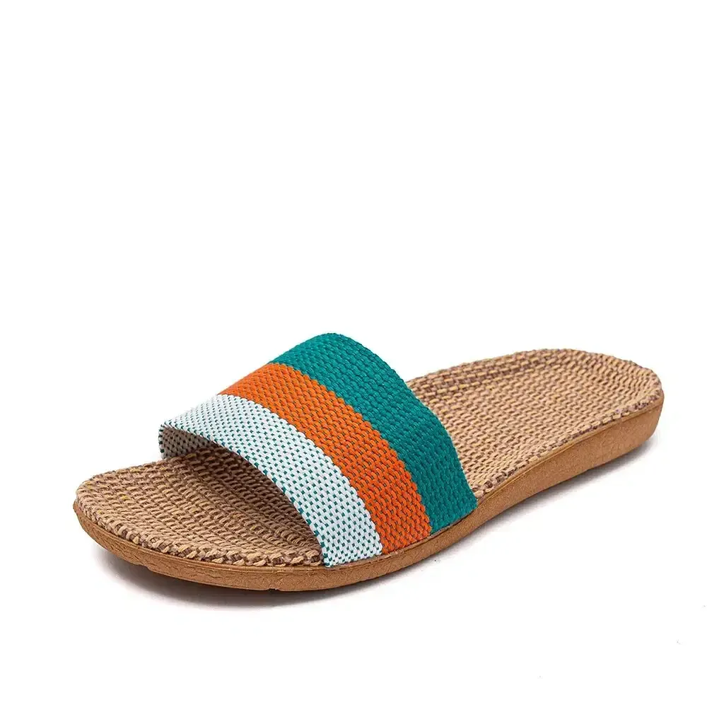 Color: green, Shoe Size: 35 - Summer Linen Women&#39;S Slippers Flat Sandals Home Color EVA Lightweight Shoes For Women Casual Slippers Free Shipping