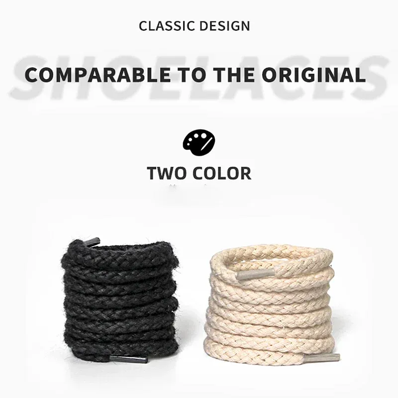 Color: Green, Length: 100cm, Ships From: CHINA - 1Pair Linen Cotton Sneakers Laces for Shoes 8mm Bold Round Shoelaces Quality AF1 Shoe laces 100/120/140/160/180CM Shoestrings