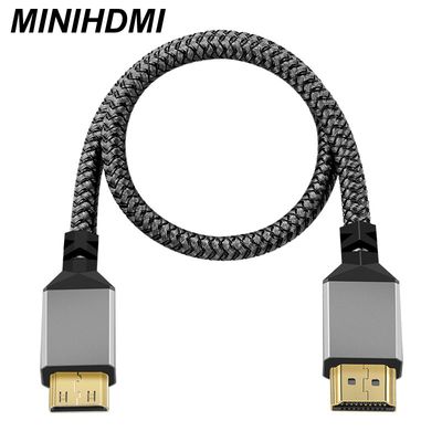 Length: 12m - Nylon MINI HDMI To HDMI Cable HDMI2.0 MINIHDMI Male A Male 4K 60HZ HD 1080P  Adapter Converter 1M 2M 3M 5M 10M Wire TV Camera