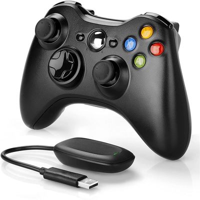 Wireless Controller Compatible for Xbox 360 Pc with Dual-Vibration Turbo 2.4g Low Delay Controller Black