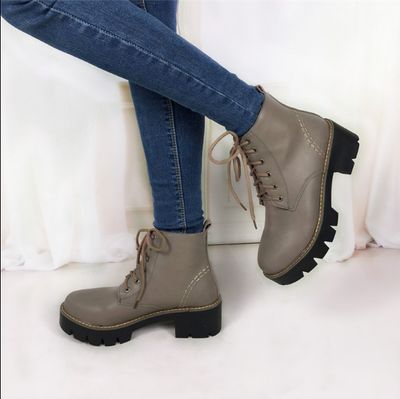 Color: khaki, Size: 38-autumn, Style:  - Plus Size 34-43 Autumn Winter warm Fashion Women&#39;s Lace-Up Women Snow Boots