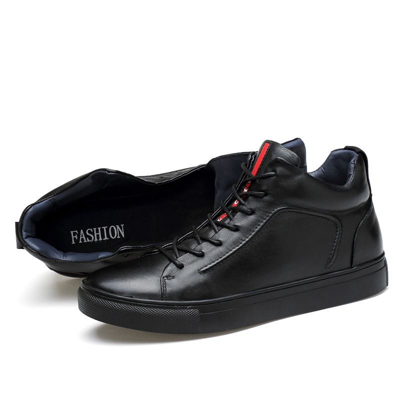 style: Thin section, Size: 47 - Winter new men&#39;s shoes leather high-top snow boots outdoor leisure plus velvet men&#39;s shoes