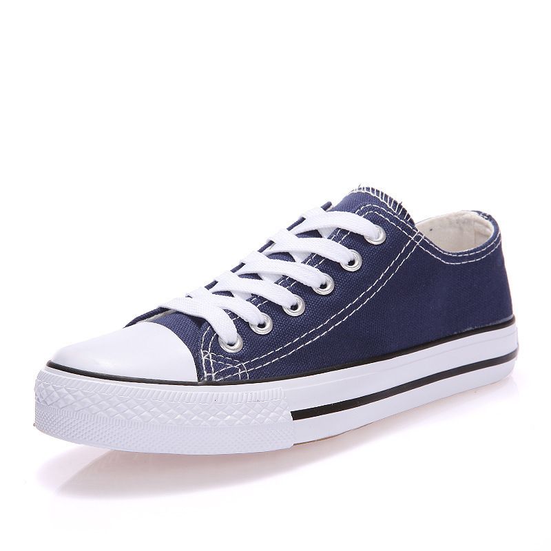 Color: Blue, Size: 36-Female ping Gang, style:  - Basic Vulcanized Rubber Top Canvas Shoes