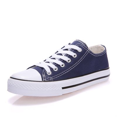 Color: Blue, Size: 36-Female ping Gang, style:  - Basic Vulcanized Rubber Top Canvas Shoes