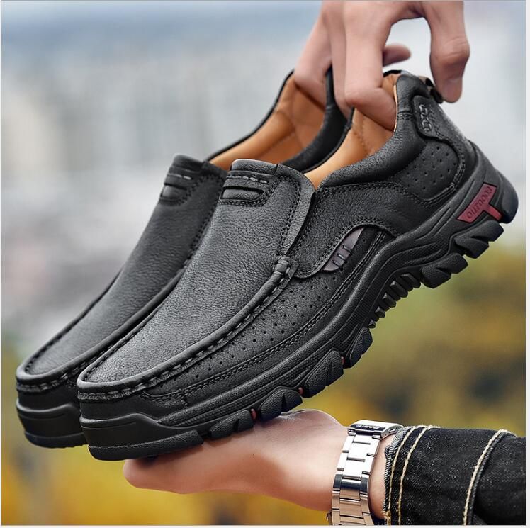 Color: Black, Size: 46 - Leather men&#39;s shoes