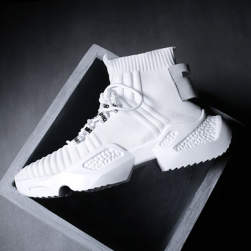Flying woven casual socks shoes - Color: White A, Size: 41
