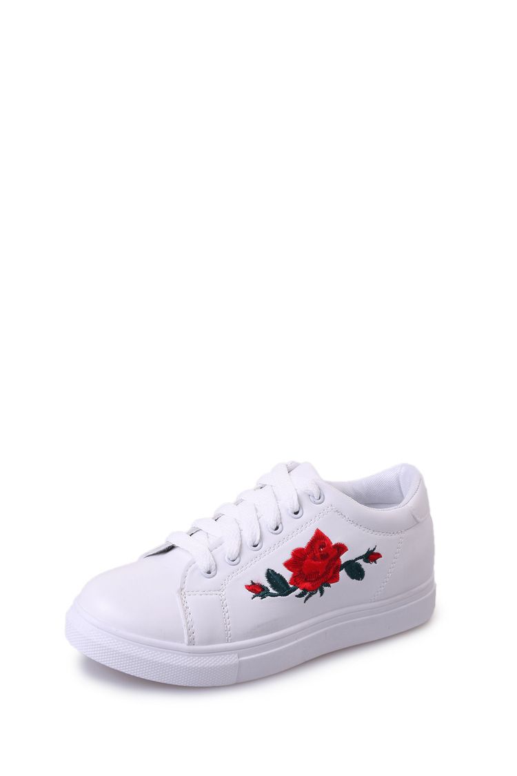Color: White, Size: 38 - Women&#39;s embroidered shoes