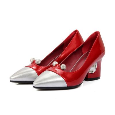 Color: Red, Size: 48 - Rhinestone matching single shoe