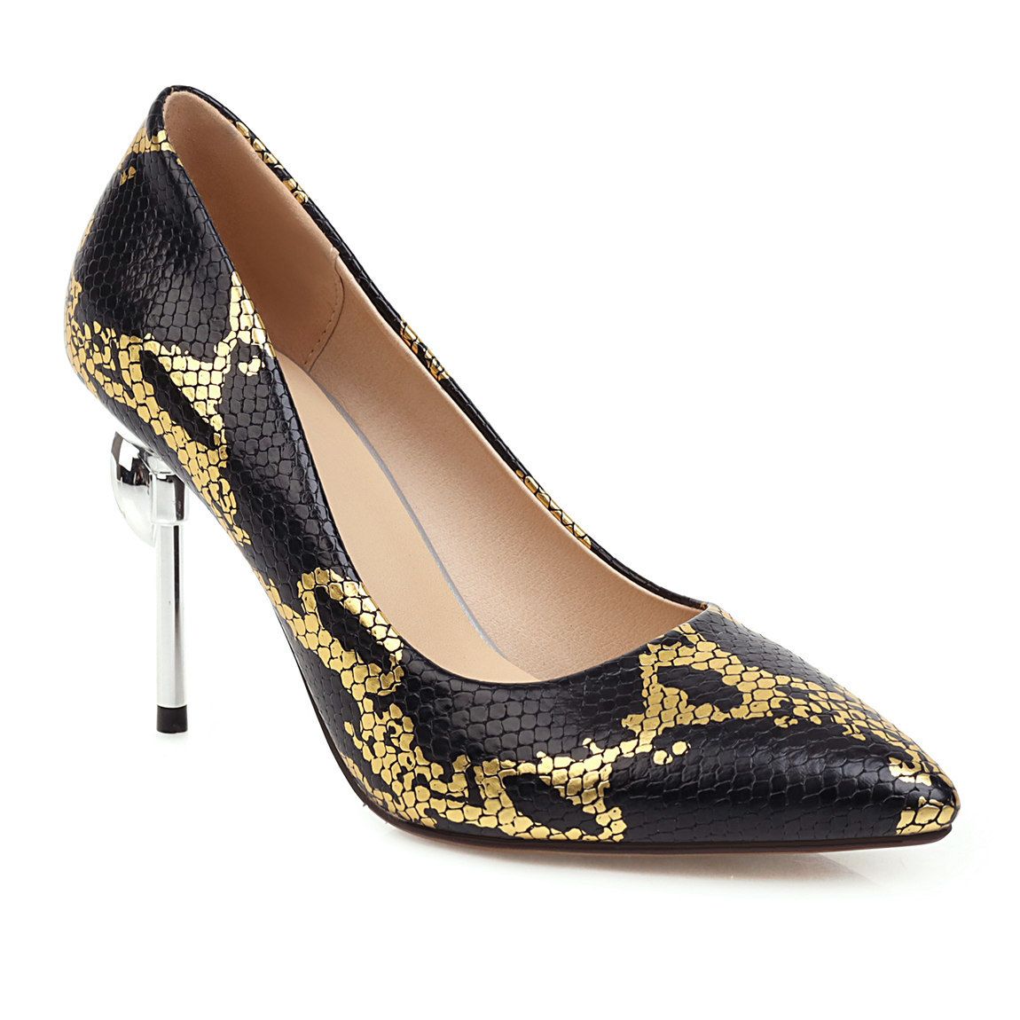 Color: Gold, Size: 50 - Sexy stiletto super high heel pointed 33-54 shallow mouth fashion single shoes trend