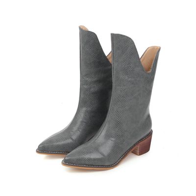 Color: Grey, Size: 43 - Explosive Martin thick heel women's boots