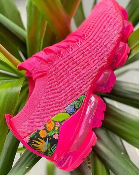 Color: Red, Size: 39 - Air-Cushioned Inner High Flying Weaving Women&#39;s Shoes