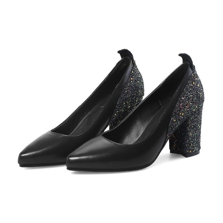 Color: Black, Size: 40 - Women&#39;s shallow mouth thick heel low-top shoes