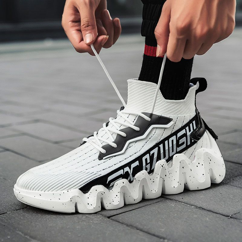 Color: White, Size: 40 - Lace-up outdoor men&#39;s shoes