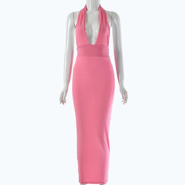 Color: Pink, Size: L - Sundress Sexy Women&#39;s Dress Strapless Wrap Red