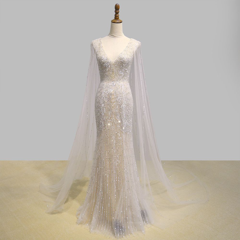 Women&#39;s Fashionable Personalized Shawl Evening Dress