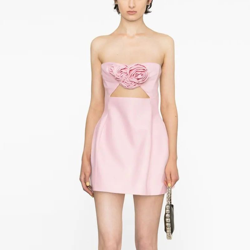 Women&#39;s Rose Flower Wrap Party Dress