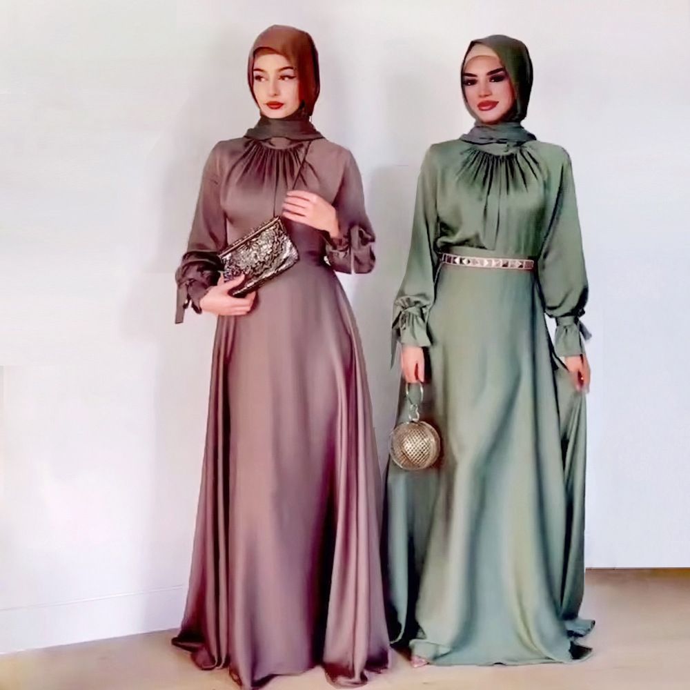 Women&#39;s Graceful Satin Tied Dress