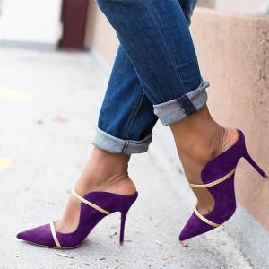 Color: Purple, Size: 34 - Colorblock Stiletto Women&#39;s Large Size Shoes