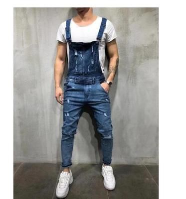 Color: Black, Size: XL - European And American Baggy Jeans Suspenders For Men With Holes