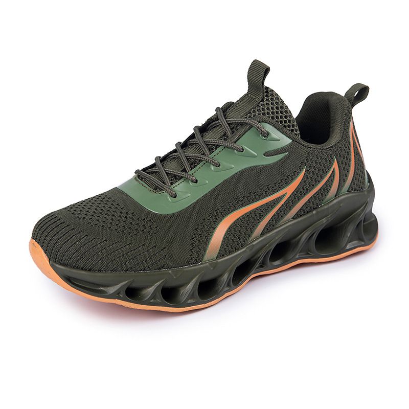 Color: ArmyGreen, Size: 40 - Large Size Mesh Flame Casual Sneakers
