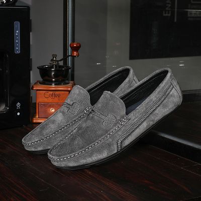 Color: Grey, Size: 42 - One-legged Casual Leather Shoes British Men&#39;s Shoes