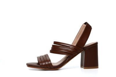 Color: Coffee, Size: 33 - Simple Thick Heel Women Sandals With One Word