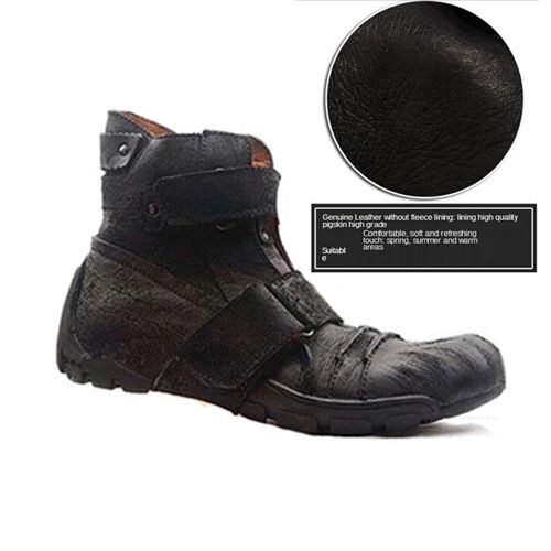 High-top Personality Tooling Short Boots Alice Head Cowboy Big Head Leather Shoes - Color: Matte black plus velvet, Size: 42