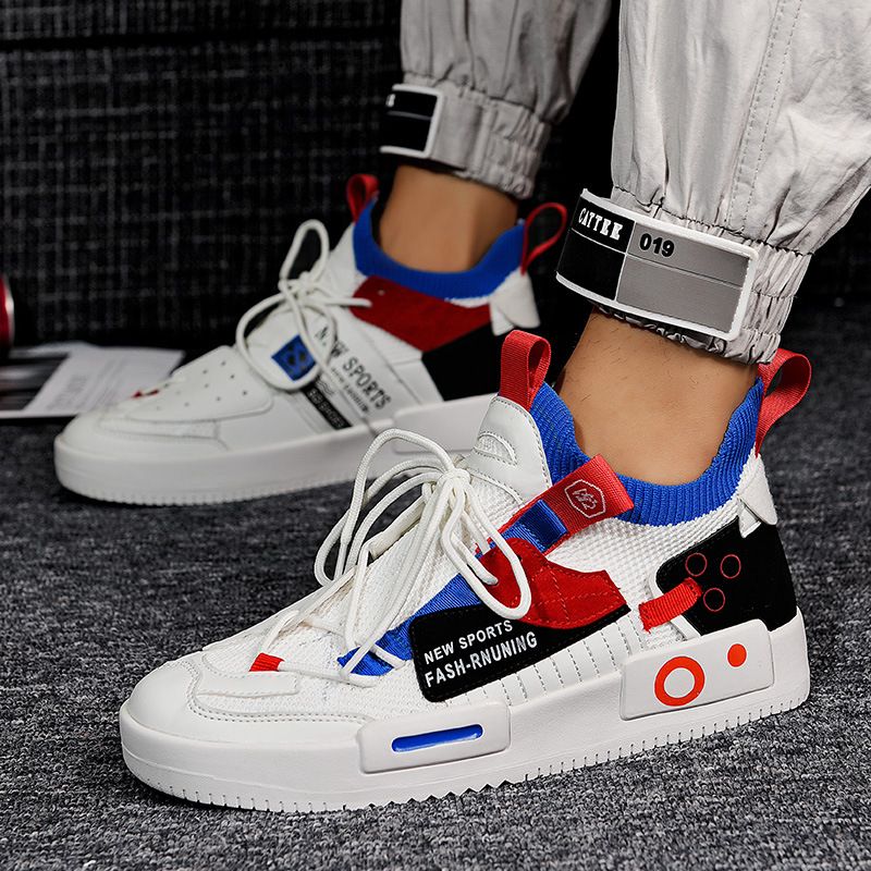 Color: 3white blue, Shoe size: 44 - Men&#39;s Sports Shoes Thick-soled Shoes Wish Old Shoes Men