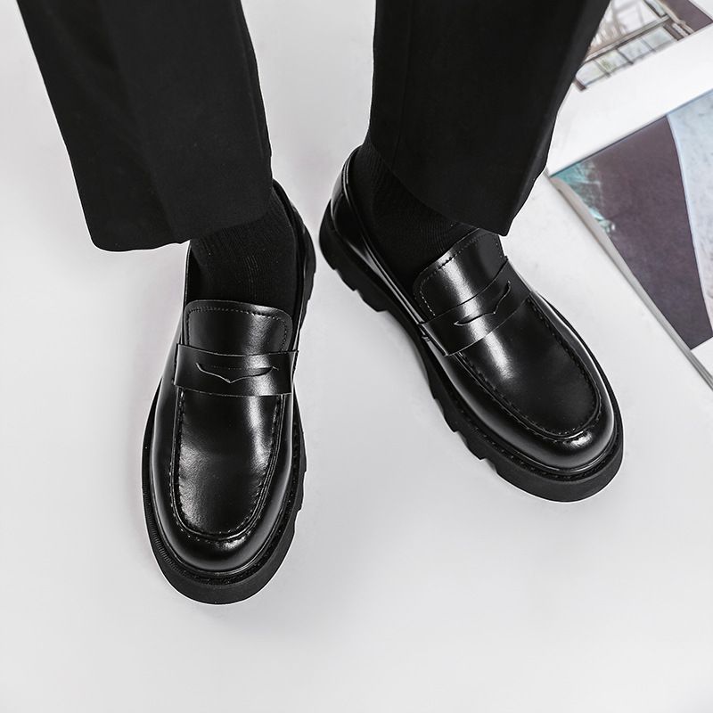 Men&#39;s Black Calfskin Soft-soled Leather Shoes