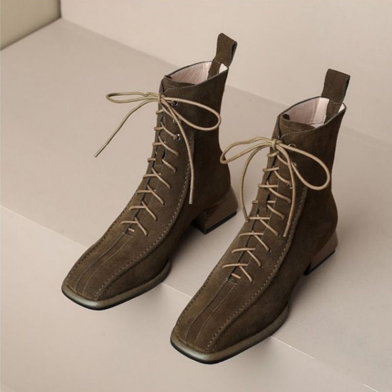 Women&#39;s All-match Square Toe Martin Boots