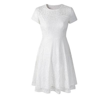 Color: White, Size: 5XL-3, style:  - Lace Dress Women