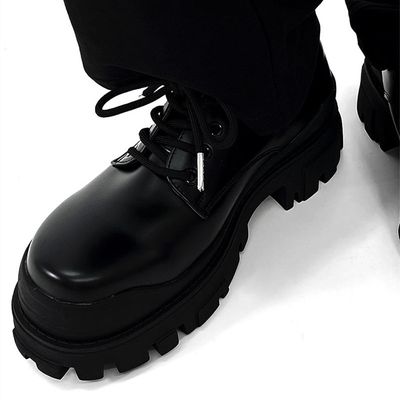 Thick Soled Men&#39;s British Commuting Formal Attire, High-end Black Elevated Leather Shoes