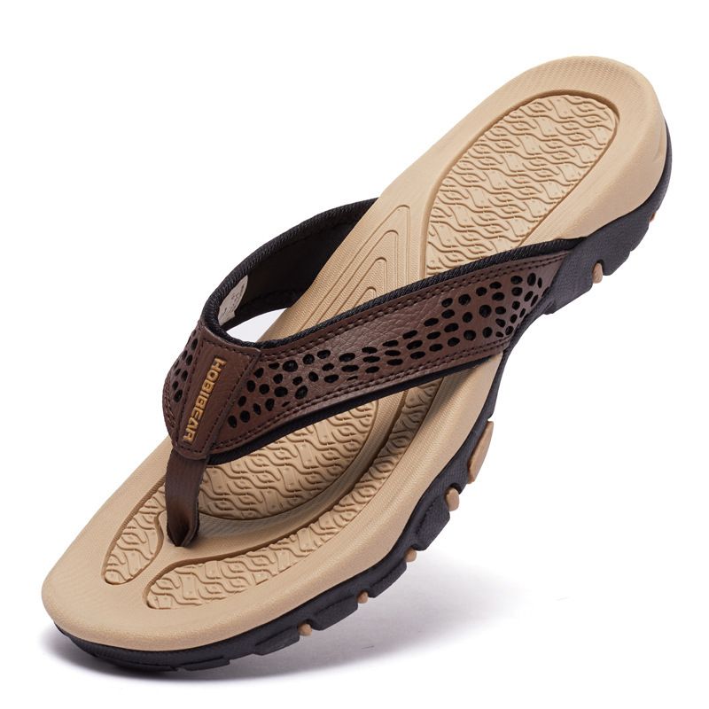 Color: Light Brown, Size: 47 - Men&#39;s Sports Flip-flops Comfort And Casual Flip-flops Outdoor With Summer Beach
