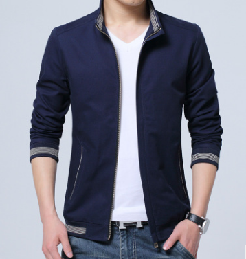 Color: Navy blue1, Size: XXXL - Brand New Spring Autumn Men Casual Jacket Coat Men&#39;s Fashion Washed Pure Cotton Brand-Clothing Jackets Male Coats