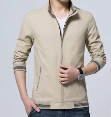 Color: Khaki1, Size: XXL - Brand New Spring Autumn Men Casual Jacket Coat Men&#39;s Fashion Washed Pure Cotton Brand-Clothing Jackets Male Coats