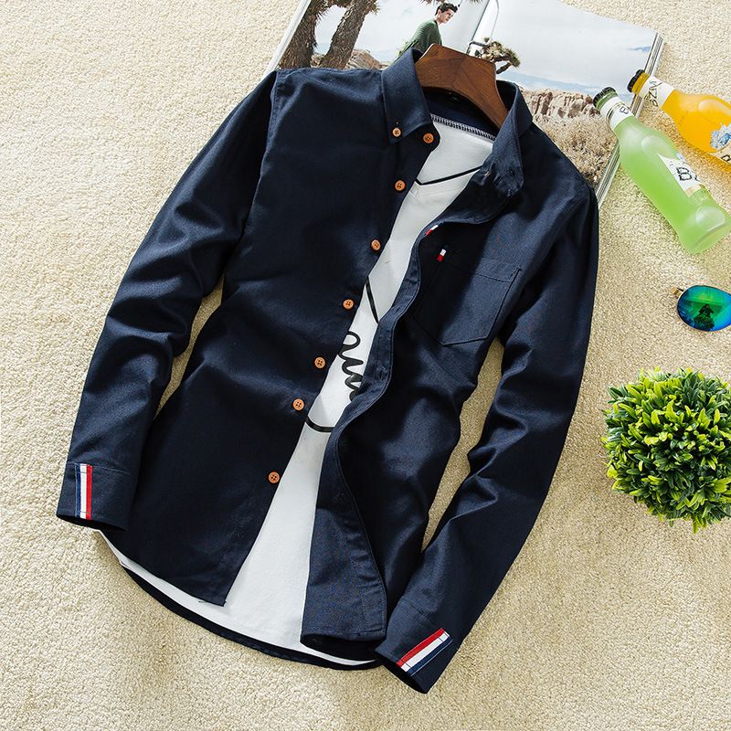 Style: 2, Color: Navy blue-2XL, Size:  - The 2021 men&#39;s shirt men&#39;s slim casual summer all-match Shirt Youth clothing Mens S inch color