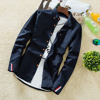 Style: 2, Color: Navy blue-2XL, Size:  - The 2021 men&#39;s shirt men&#39;s slim casual summer all-match Shirt Youth clothing Mens S inch color