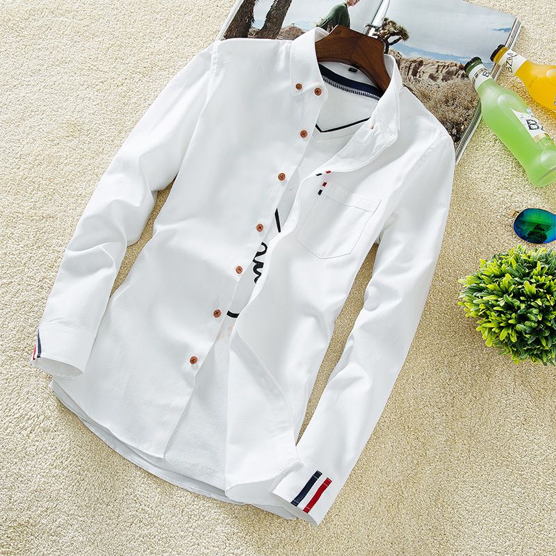 Style: 2, Color: White-4XL, Size:  - The 2021 men&#39;s shirt men&#39;s slim casual summer all-match Shirt Youth clothing Mens S inch color