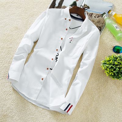 Style: 2, Color: White-4XL, Size:  - The 2021 men&#39;s shirt men&#39;s slim casual summer all-match Shirt Youth clothing Mens S inch color