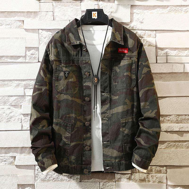 Color: Camouflage, size: M - New Mens Camouflage Denim Jacket Coat Man Coats Jaqueta Masculino Jeans Jacket &amp; Coats Fashion Design Autumn Brand Clothing