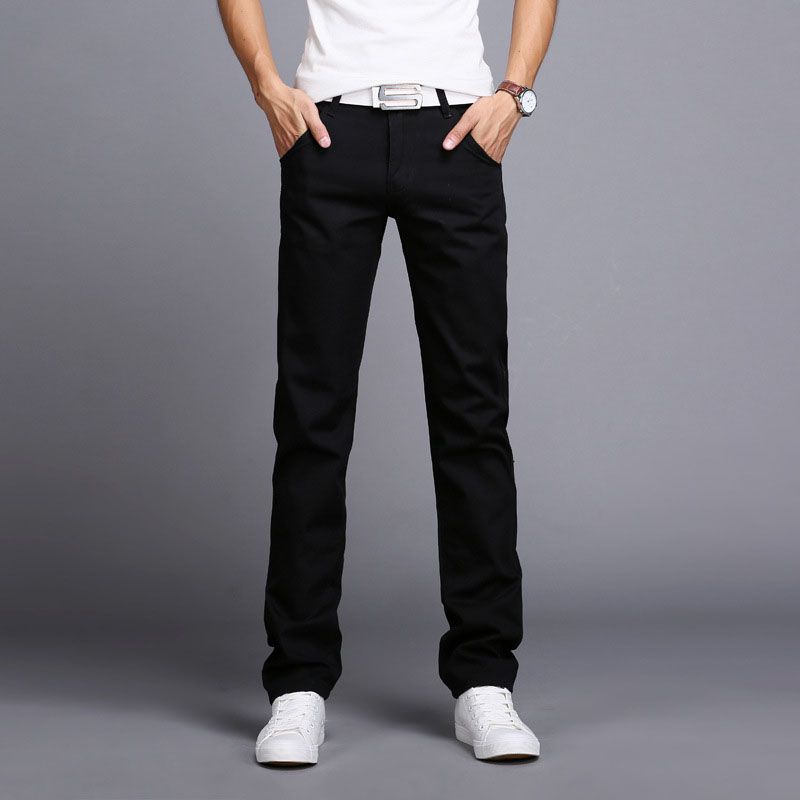 style: Black, Size: 30. - Men&#39;s cats must straight jeans jeans tide men&#39;s slim men&#39;s pants