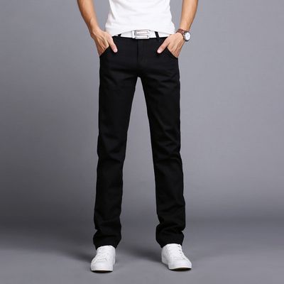 style: Black, Size: 30. - Men&#39;s cats must straight jeans jeans tide men&#39;s slim men&#39;s pants