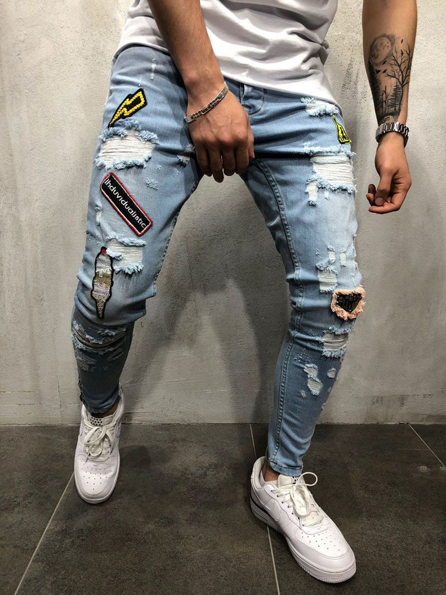Size: M, Color: Blue - Casual jeans men fashion