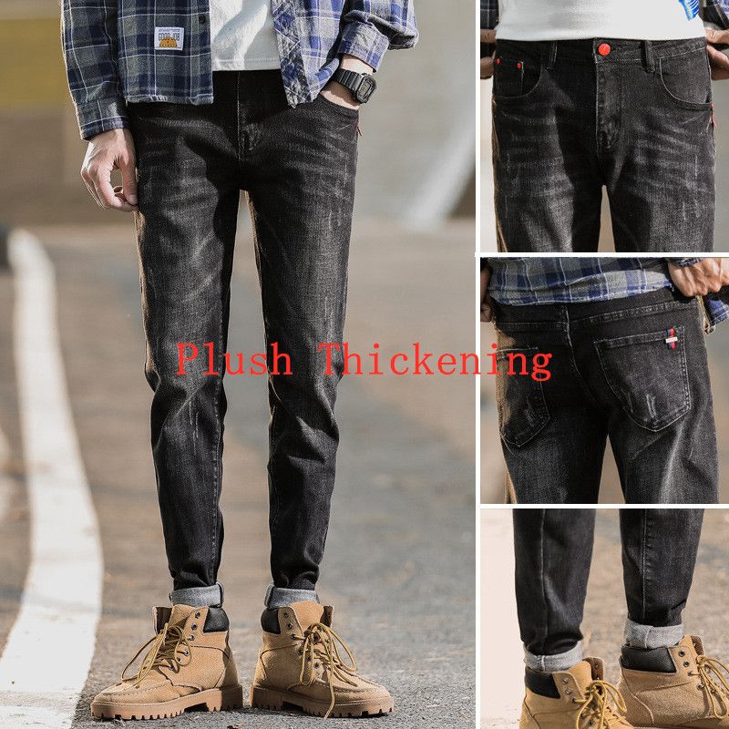 Color: 10Color, Size: 31 - Jeans Men&#39;s Casual Pants Plush Tooling Pants