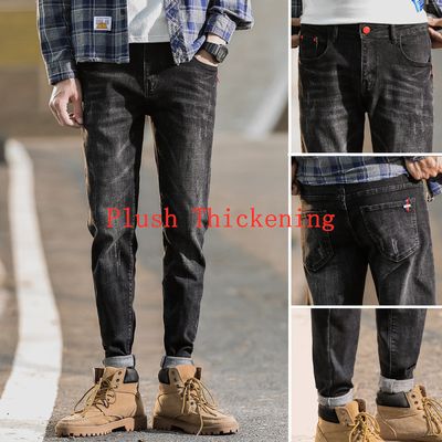 Color: 10Color, Size: 31 - Jeans Men&#39;s Casual Pants Plush Tooling Pants