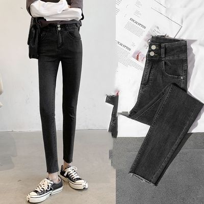 Color: as shown, Size: 30-11, style:  - High-Waisted Jeans Women&#39;s Pants Summer, Spring And Autumn, 2021 New Spring,Tight-Fitting,Slim-Fitting, Black Nine-Point Pants