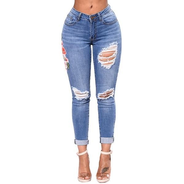 Size: 3XL, style: 9 - Ripped Jeans For Women 2021 Women Jeans Pencil Pants Denim Jeans